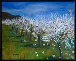 Blühende Bäume,  Künstlerin: Karin Wolter,  Größe 51 x 41 cm, Öl auf Holz,  Plastikrahmen , Bild Nr. 039/1, 180 €