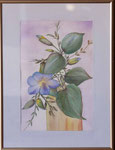 Blumen in Vase Künstlerin: Karin Wolter    Größe 41 x 51 cm (Ca. 20 x 30 cm ohne Rahmen) Aquarell Passepartout, Plastikrahmen, Glasabdeckung , Bild Nr. 089/1, Spendenvorschlag 150