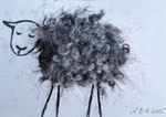 Schaf 1, Künstlerin: Anke Bavendam-Kreib, Größe: 10x15 cm, Mischtechnik auf Aquarellpapier