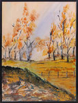 Herbstlandschaft,  Künstlerin: Karin Wolter, Größe 31 x 41 cm, Öl auf Holz,  Plastikrahmen , Bild Nr. 029/1, 250 €