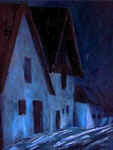 Winterliche Szene in der Hadreser Kellergasse (Ölbild; siehe auch unter "Gemaltes")