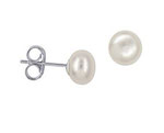 Sterling Silver 12mm Fresh Water Button Pearl Studs - $95 