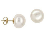 9ct 8mm Fresh Water Button Pearl Studs - $115