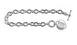 Solid Sterling Silver Cable Bracelet with Heart - $245