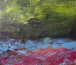 Petite déambulation ou paysage, 50 x 40 cm, acrylique, craies grasses sur carton entoillé, 2011