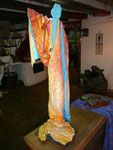 El Canto de la Diosa Áurea (parte posterior) Terracota & acrílico sobre tela