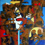 Asomado al Balcón de los Sueños - Mixta sobre tabla 30 x 30 cm