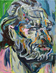 Bukowski, 2014, Acryl und Ölkreide auf Leinwand, 24x18 cm