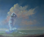 Overstelpende bewolking, 2020, 50x60. Wolken kunnen zo sprekend beladen zijn met je eigen beleving. Luister. 