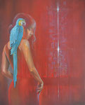 "Guacamaya Amarilla" 2025, 80X100, Olieverf op linnen. Ruggespraak in kleur met mijn onuitwisbare tropengevoel. 
