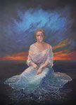"Water en Vuur"  70X100, 2023-26.   Luister eens naar de stilte van water, naar bewegende stilte. Naar dynamische rust.