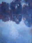 spiegeling van de bosrand. 60 x 80, 2019, olieverf op doek. 