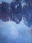 spiegeling van de bosrand. 60 x 80, 2019, olieverf op doek. 