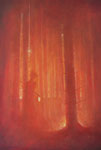 "Clair-Obscur"     2024, 50x75 cm. Olieverf op paneel met opgehoogd relief.   