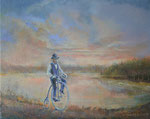 "een rondje fietsen" 2021, olieverf op doek, 24x30 cm. 
