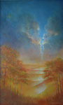 Het buitenlicht, van onder en van boven . , 2024, 60x100, Olieverf op paneel. 