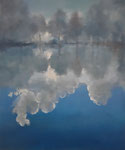 "de wolken onder je"  2019  50 x 60. Olieverf op doek.