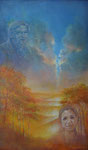 Heden en Verleden. Portretkunst. 60x100 cm . olieverf op paneel . 