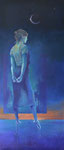 Dawn at dusk. Olieverf op paneel. 50 x 98. '20.  Soms weet je dat er een nieuwe tijd is en je op een andere plek in je leven bent aangekomen. Alles is onbekend, en je moet het overnieuw leren kennen.