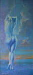 `Naakte Waarheid`, 40x90, 2020. Olieverf op paneel.      Volume en elegantie, textuur, uitzicht en inzicht. 