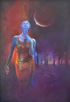“we zijn zelf maanlicht.” 60x90cm. Tussen geluid en stilte, tussen licht en donker Je bent precies waar je moet zijn.