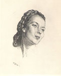 Etude visage femme 1950 fusain André Aaron Bilis