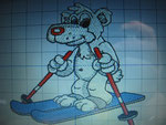 Eisbär auf Ski