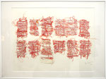 THE SPACE IN BETWEEN , 2019 Rote Fäden auf Papier  (1400 € ohne Versand)
