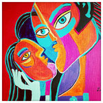 Titre : LE BAISER  Médium  : Acrylique sur toile Dimensions : 40 x 30 cm Année : 2019 DISPONIBLE 