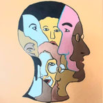 Titre : PENSEES MULTIPLES Médium : Acrylique sur toile  Dimensions 40 X 30 cm   Année : 2021  DISPONIBLE  
