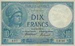 billet de 10 francs Minerve, émis le 13 décembre 1917 par la Banque de France.