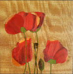 Lumière et coquelicots - marqueterie - Atelier Eclats de Bois - 38 isère