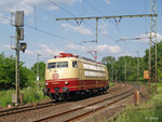 Am 22. Mai 2012 fährt die frisch aufgearbeitete 103 113 als Lokzug 91304 von Dessau zurück nach Frankfurt-Griesheim.