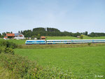 Allgäu-Express ALX 84146 ist am 21. August 2012 in passender Kulisse bei Görwangs unterwegs.