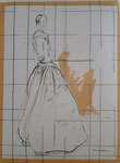 Modeillustration original aus den 1960igern, 17x22,cm, auf Holz aufgezogen, €60,00
