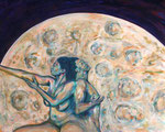 Den Mond umarmend, Acryl auf Leinwand, 100 cm x 80 cm, 2019