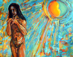 "Tezcatlipoca - Der Flötenspieler", Acryl auf Baumwolle, 100 cm x 80 cm, 2010