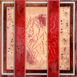 Double Heart II - Mixed Media auf Holz mit Epoxidharz - 40 x 40 cm