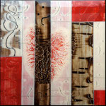 Somebody´s Heart Beating for You - Mixed Media auf Holz mit Epoxidharz - 50 x 50 cm