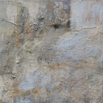 Camargue par terre 1, 08/2007 _____ 40x40 acrylic, gypsum, sand, mortar of pumice, black lava, grass on cotton