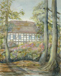 Gartenansicht Gut Schledebrück, 1989, Aquarell, 40x30