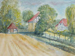 Gutshof in Schledehausen, 1988, Aquarell, 29x39