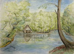 Hütte am See bei Gütersloh, 1995, Aquarell, 36x48