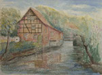 Mühle auf Gut Schledebrück, 1982, Aquarell, 30x40