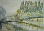 Emsbrücke am Stadtholz, 1988, Aquarell, 26x35