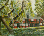 Vorhof Schloss Rheda,1989, Öl auf Holz, 27x34