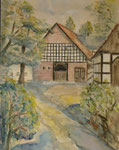 Scheune Hof Rassfeld, 1988, Aquarell, 47x36