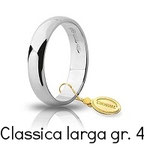 Fede Unoaerre Classica Oro Bianco 4  grammi 4,3 mm fascia larga Referenza: 40 AFN6B
