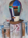 "Suprematistenkopf auf Farbeimer"   Pastellkreide   70x100cm  2009
