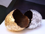 "Gold und Silber hab' ich gern"   Blattgold und  -silber, Oxidationsmalerei auf Seidenpapier      